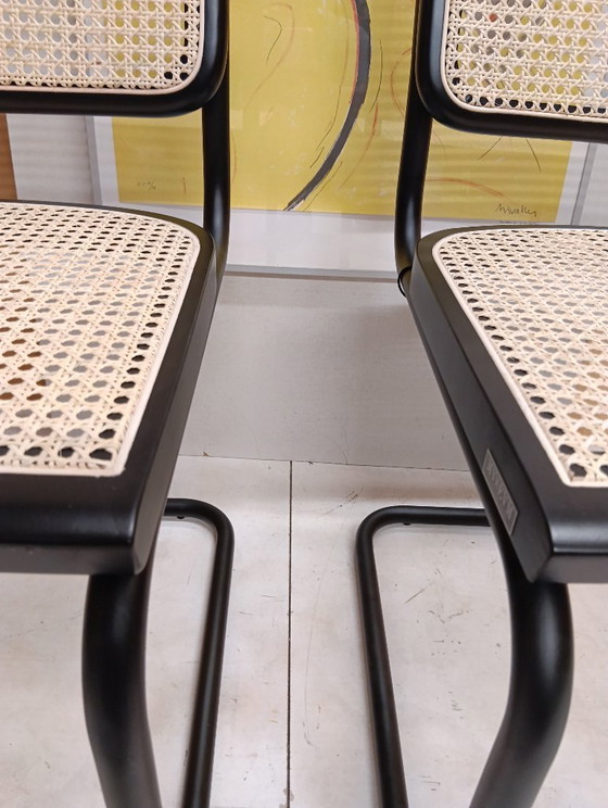 Image 1 of ALIVARMVSEVM 104. SET of 2 CESCA B32 Chairs (NEW) in Black Frame Limited Edition 