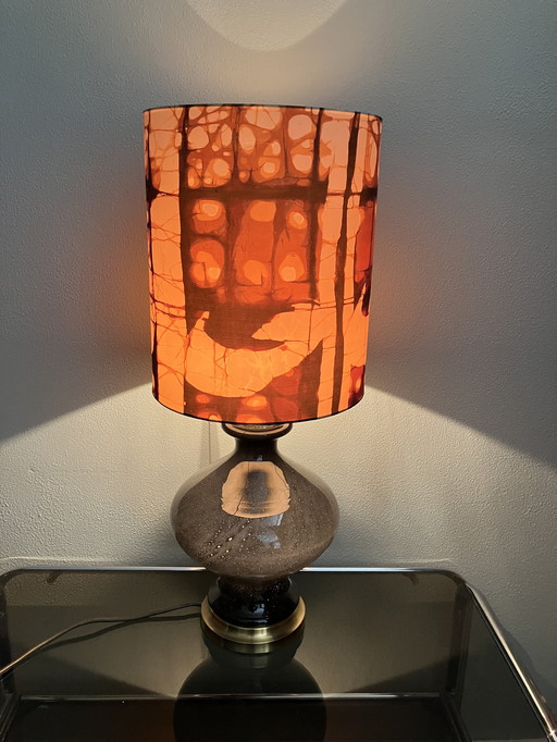 Vintage Black Opaline Glass Table Lamp, Holmegaard Design!