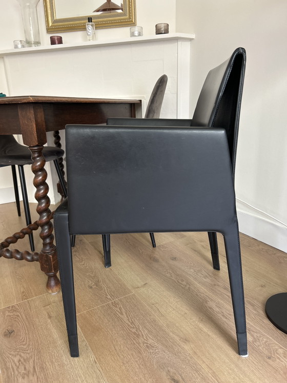 Design Eetkamerstoel Baleri Italia Capri (Hannes Wettstein) Zwart Leer – Eetkamerstoelen, Leather, Aluminium (photo 5 of 5)