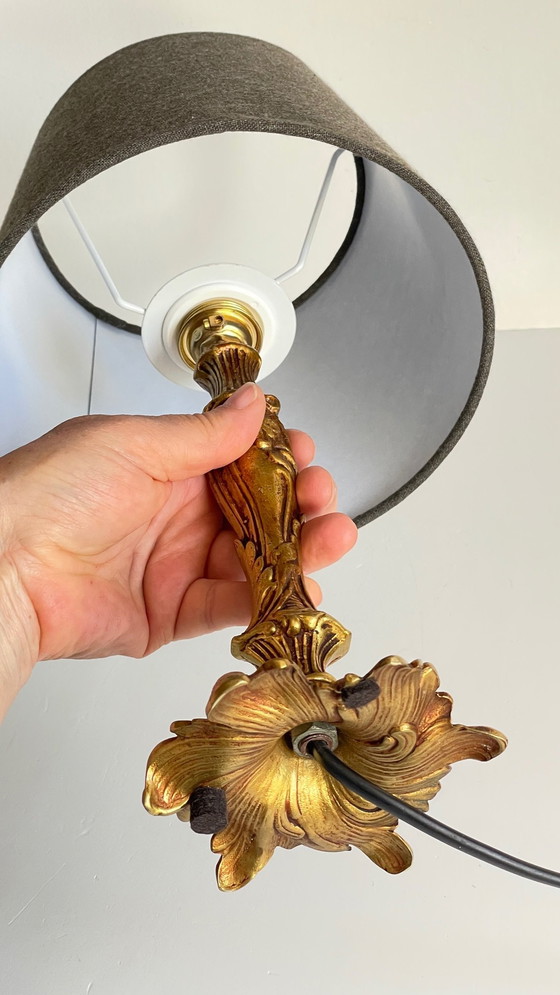 Image 1 of Vintage Bronze Lampe Mit Gold Patina