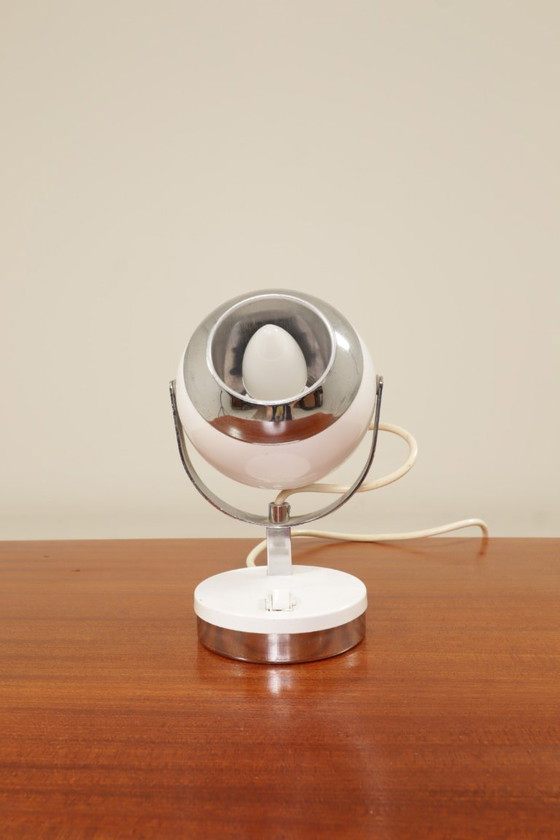 Image 1 of Vintage desk lamp white chrome atomic design 
