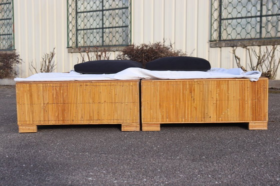 Image 1 of Vintage rattan bed by Audoux Minet