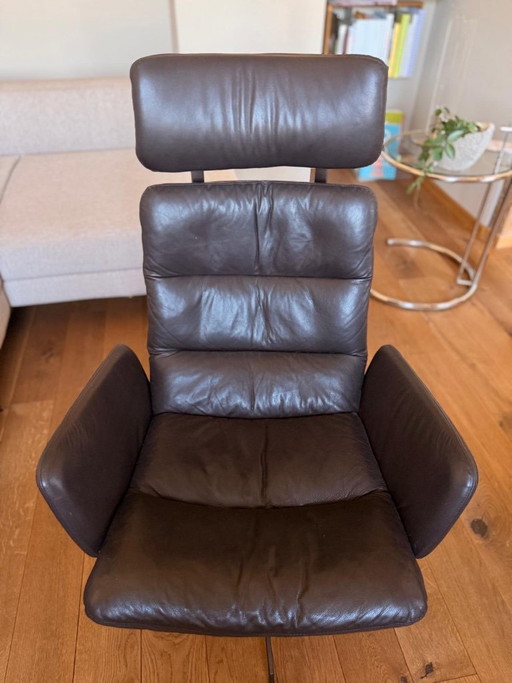 KFF Arva Lounge – draaibare lederen fauteuil met hoofdsteun – draaistoelen, Leather