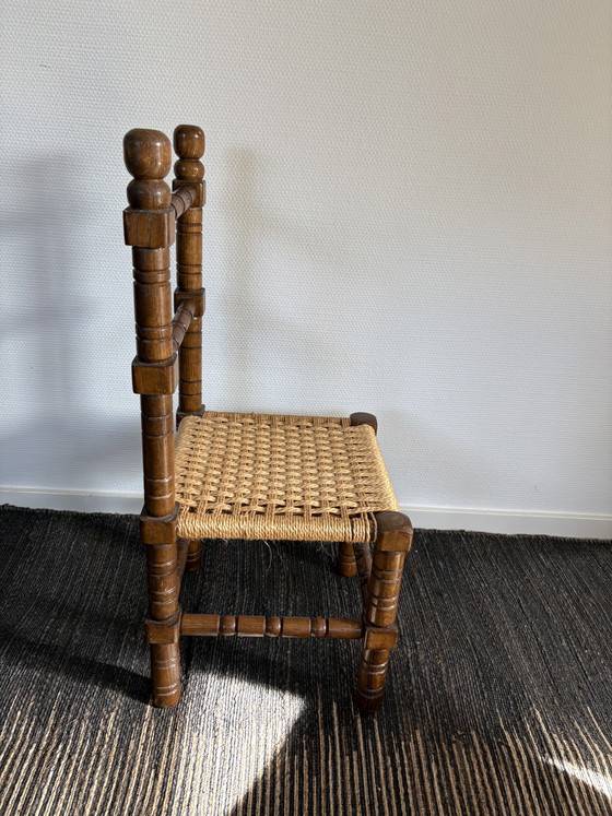 Image 1 of Vintage style wooden & rush seat high chair