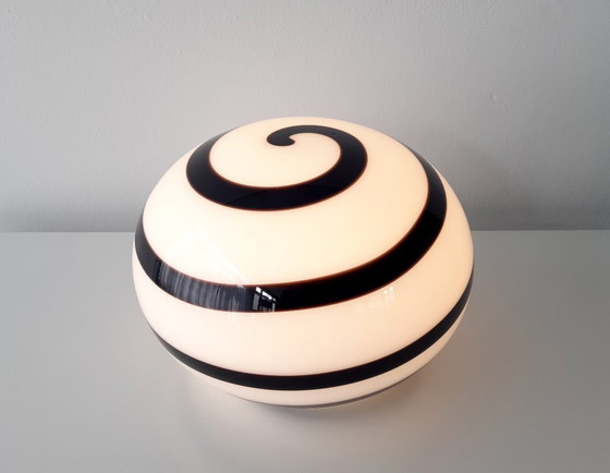 Image 1 of Gran lámpara de mesa/pie de cristal ILU di Vetro, modelo Zebra, cristal blanco y negro, diseño holandés de cristal italiano.