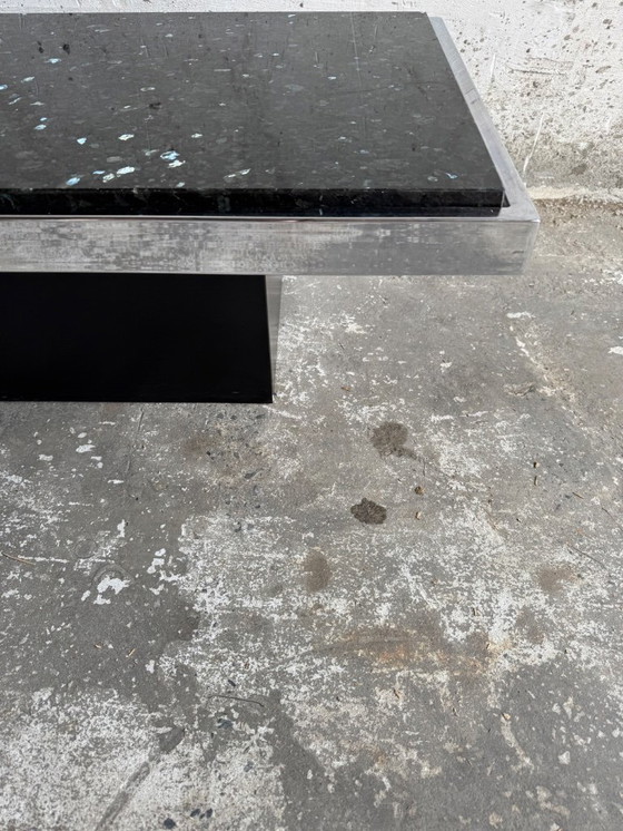 Image 1 of Tavolino rettangolare vintage con piano in terrazzo nero