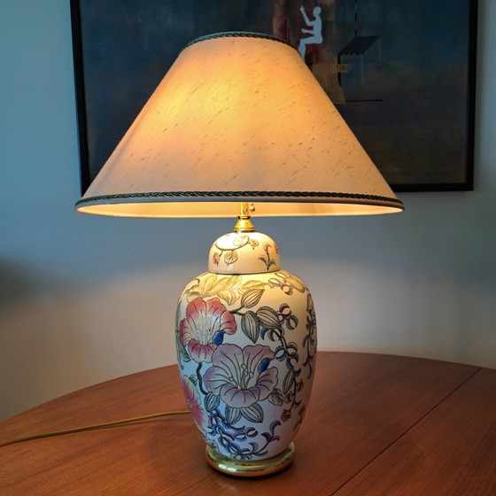 Vintage Porcelain Table Lamp 58cm Floral Chinoiserie Hollywood Regency – Ceramic (photo 9 of 10)