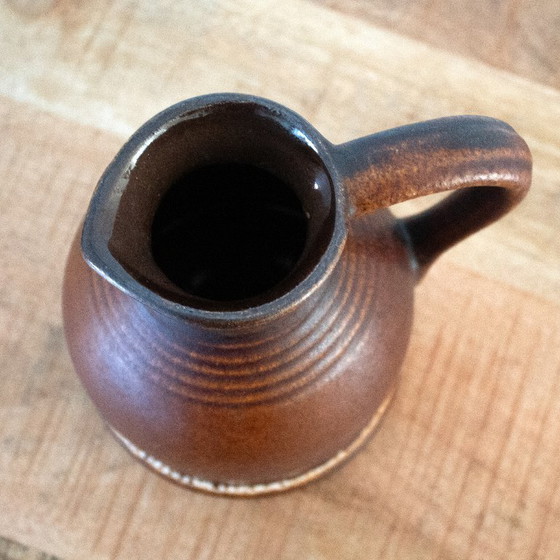 Image 1 of Brown and white vintage West German jug/vase: ceramic pitcher from the 1970s