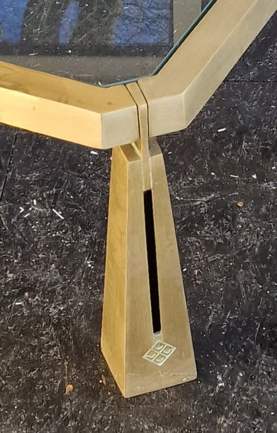 Image 1 of Mesa de centro de latón y cristal de Peter Ghyczy