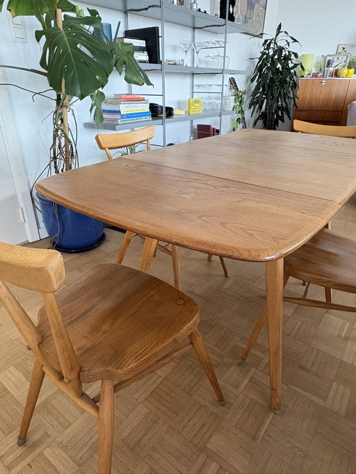 Ercol table with 4 chairs (1960)