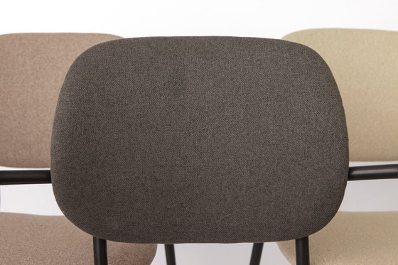 Image 1 of Set of 4 Vintage Armchairs 1950s Germany, Mid Century Modern Dining Chairs, Metal Frame with Wood Arms