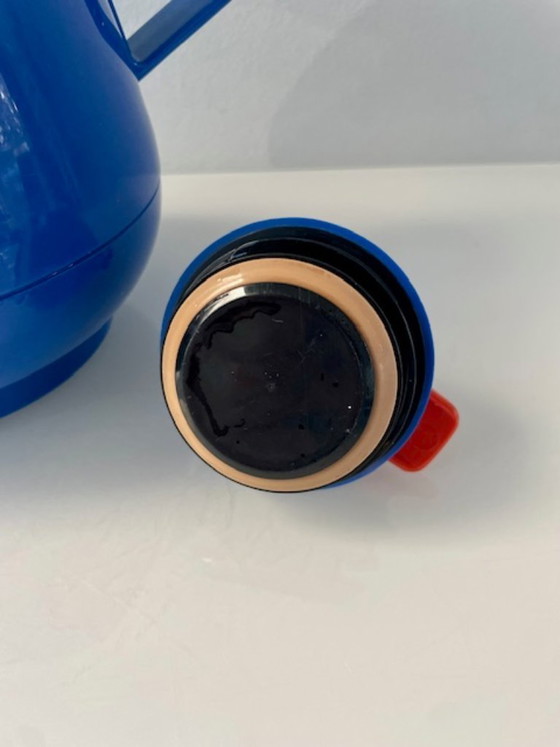 Image 1 of Bouteille isotherme vintage Leifheit Vivatherm bleue Memphis