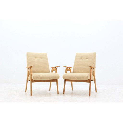 Paire de chaises longues vintage en hêtre par Jaroslav Šmídek pour Jitona, Tchécoslovaquie
