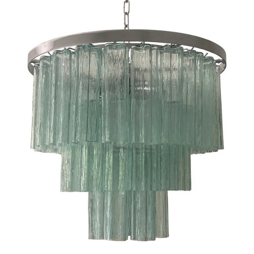 Contemporary Green “Tronchi” Murano Glass Chandelier in Venini Style