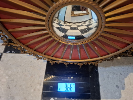 Image 1 of Rare miroir soleil chaty vallauris 42cm verre convexe 1960