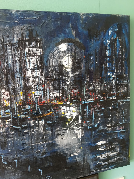 Painting of the Night Skyline of the City of Bremen in Germany in Beautiful Shades of Blue, Christian (photo 7 of 13)