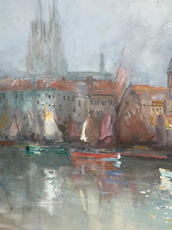 Alexandre Macette – Paisaje portuario en acuarela – Enmarcado – 76 x 65 cm – Pinturas y dibujos (photo 5 of 7)