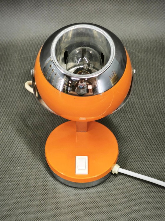 Goffredo Reggiani Orange Eyeball Space Age Table Lamp, Italy, 1970s – Metal (photo 7 of 9)