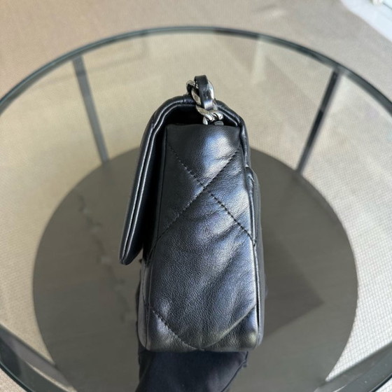Image 1 of Chanel 19 Bag Small C19 - Quilted Goatskin Black Gold Two-tone Hardware Series 30