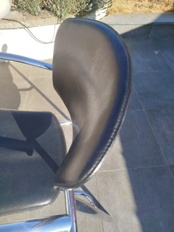 10 Brayton-stoelen – Eetkamerstoelen, Leather, Metal (photo 4 of 10)