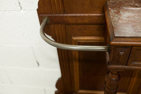 Image 1 of Vestiaire Napoléon III en noyer fin 19e, 3 miroirs, marbre