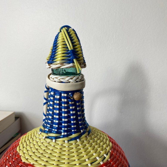 Image 1 of Glass bottle and vintage plastic braided scoubidou