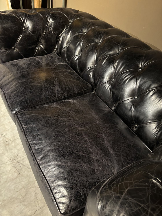 Image 1 of Chesterfield sofa Black grained leather