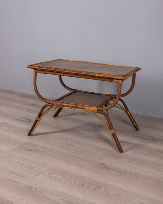 Vintage bijzettafel uit de jaren 60 van Italiaans design, gemaakt van bamboe en hout. – Bamboo (photo 2 of 9)