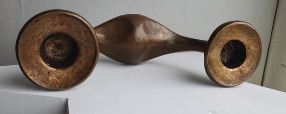 Image 1 of Vintage Bronzen Harjes Kandelaar Brutalist