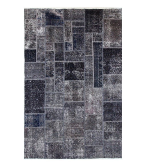 Alfombra Oriental Anudada a Mano Vintage Art Diseño Clásico y en Relieve 303 x 201 cm Color Negro