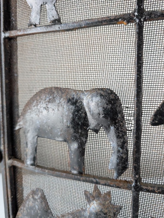 Image 1 of Pantalla de fuego de hierro forjado con forma de animal de Atelier Marolles, década de 1950