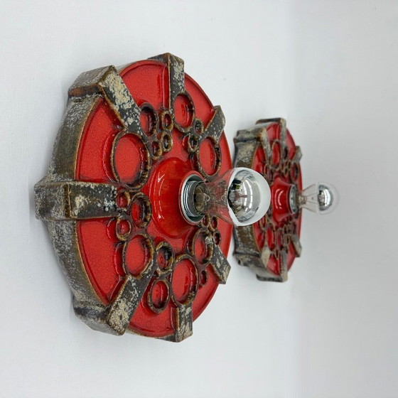 Image 1 of Pareja de apliques de cerámica Hustadt Leuchten , años 70