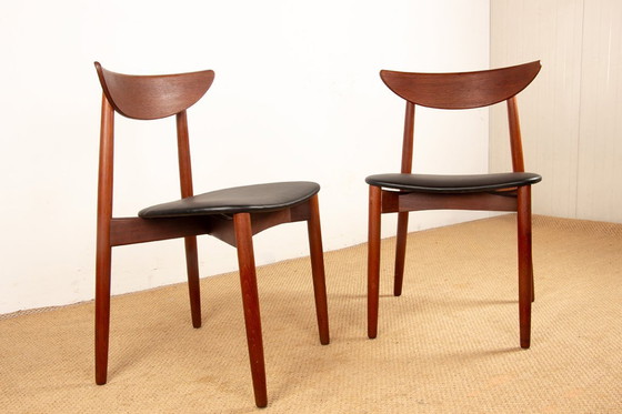 Image 1 of Pair of Danish teak and skai chairs, new, by Harry Ostergaard for Randers Møbelfabrik, 1960.