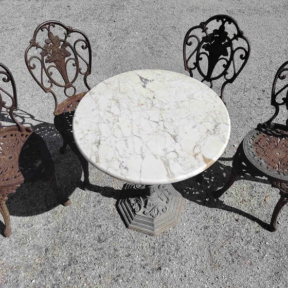 Garten-Set aus Gusseisen mit Stühlen und Tisch – Marmor, Klassiek (photo 8 of 20)