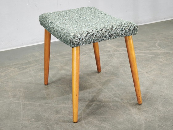 Danish Mid-Century Modern Beech and Upholstered Stool, 1960s – Wood (photo 6 of 10)