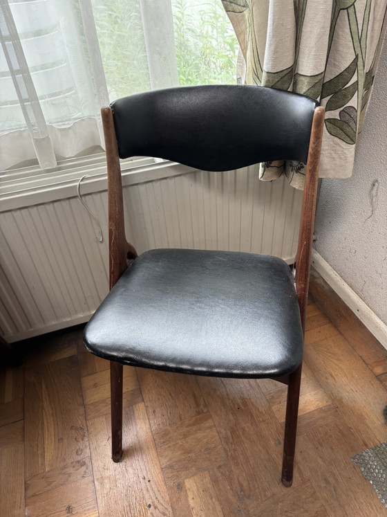 4 Asko Chairs and Table by Louis Van Teeffelen – Dining set, Wood, Skai (photo 3 of 5)