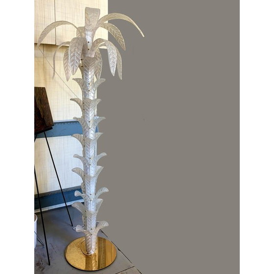 Image 1 of Vintage Opalino Palm Tree Murano Glass Floor Lamp