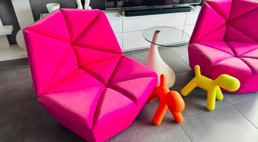 Coppia di poltrone di design ALBERTA GOSSIP – design italiano – lavorazione originale – fauteuils, Textile (photo 2 of 8)
