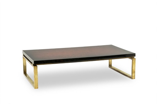 Maison Charles. Bronze coffee table with lacquered top. Circa 1970.