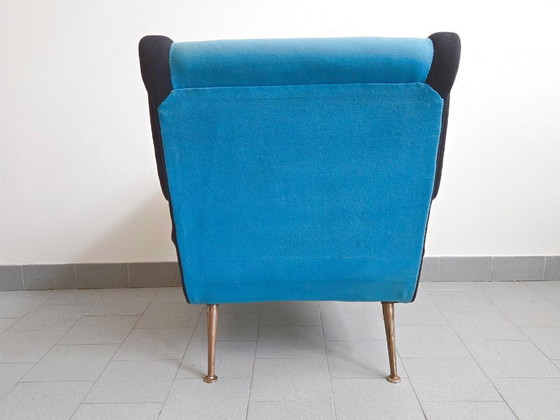 Image 1 of Vintage fauteuil uit 1950, rockabilly wollen jersey, DLG Marco Zanuso Arflex jaren 50