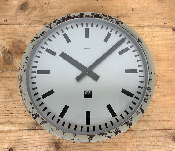 Image 1 of Grey Industrial Station Wall Clock from Nedklok, 1960