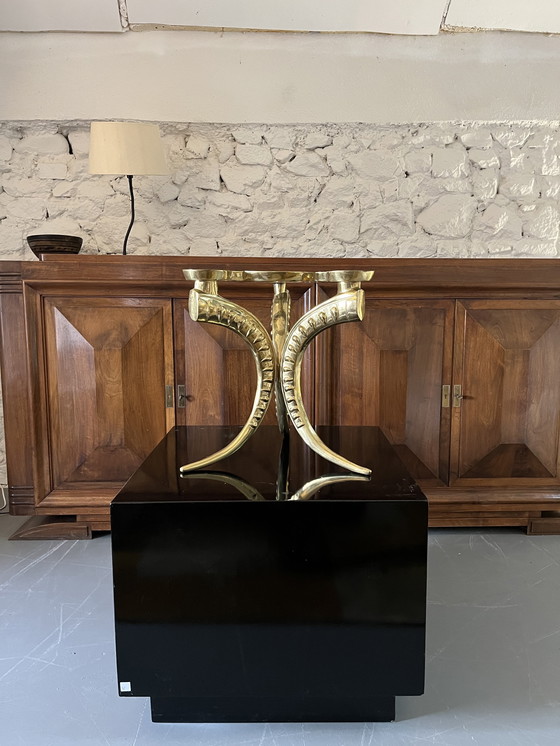 Image 1 of 70s side table in brass and glass