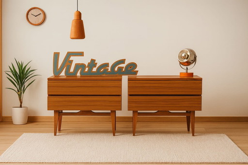 Nachttische im Vintage-Stil / Nachttisch im minimalistischen Retro-Stil