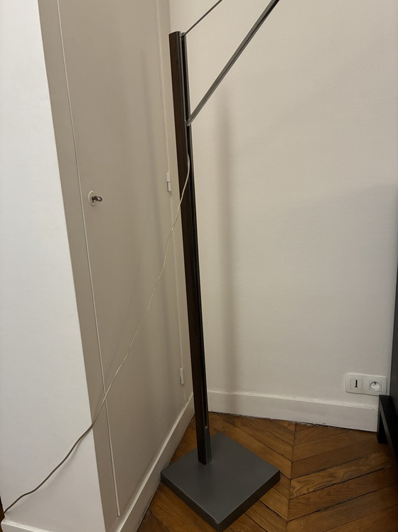 Image 1 of Lampadaire Cinna bois chrome et tissu