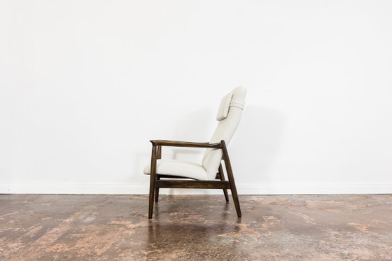 Image 1 of Mid Century Modern High Back Armchair By Edmund Homa In Kvadrat Fabric, Gfm, Poland, 1960s