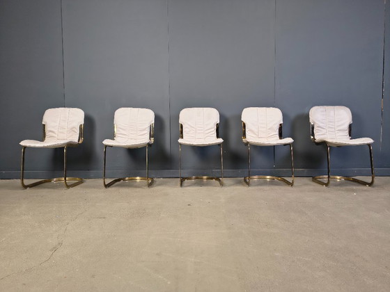 Image 1 of Vintage eetkamerstoelen van Willy Rizzo voor Cidue, set van 5, jaren 70.