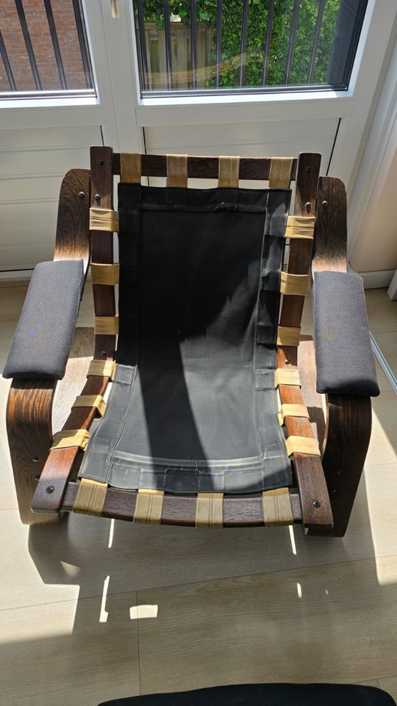 Image 1 of Scandinavian wenge plywood pair of armchairs 1970