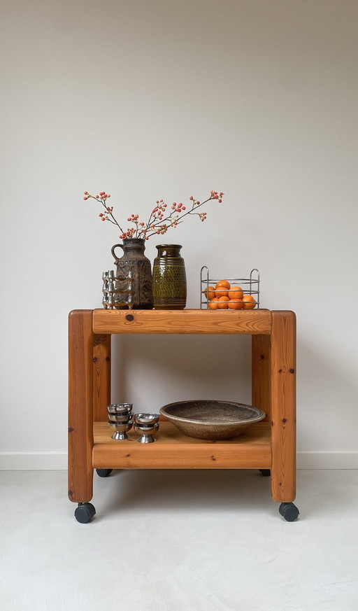Vintage pine wooden trolley