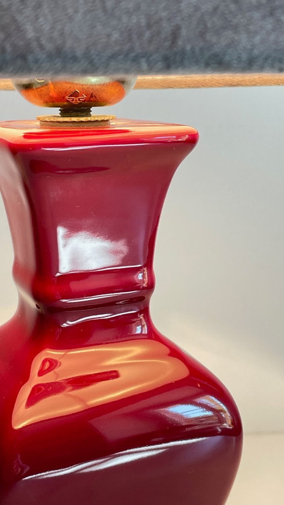 Image 1 of Vintage Ceramic and Velvet Lamp