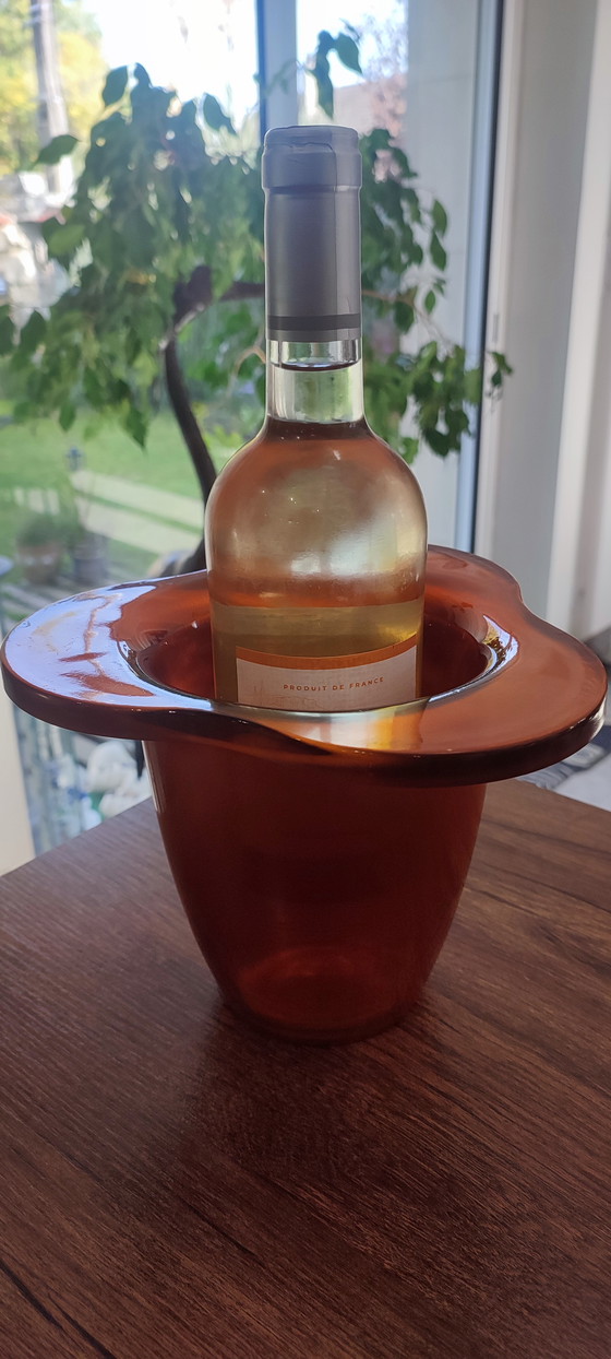 Image 1 of Vaso vintage in vetro arancione iridescente, design anni '70